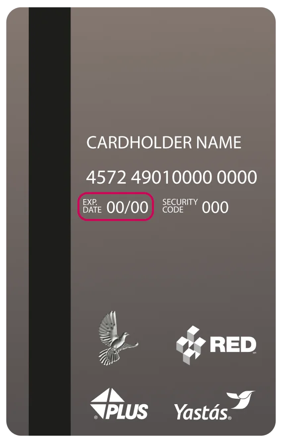 Tarjeta resaltando en recuadro mes y año