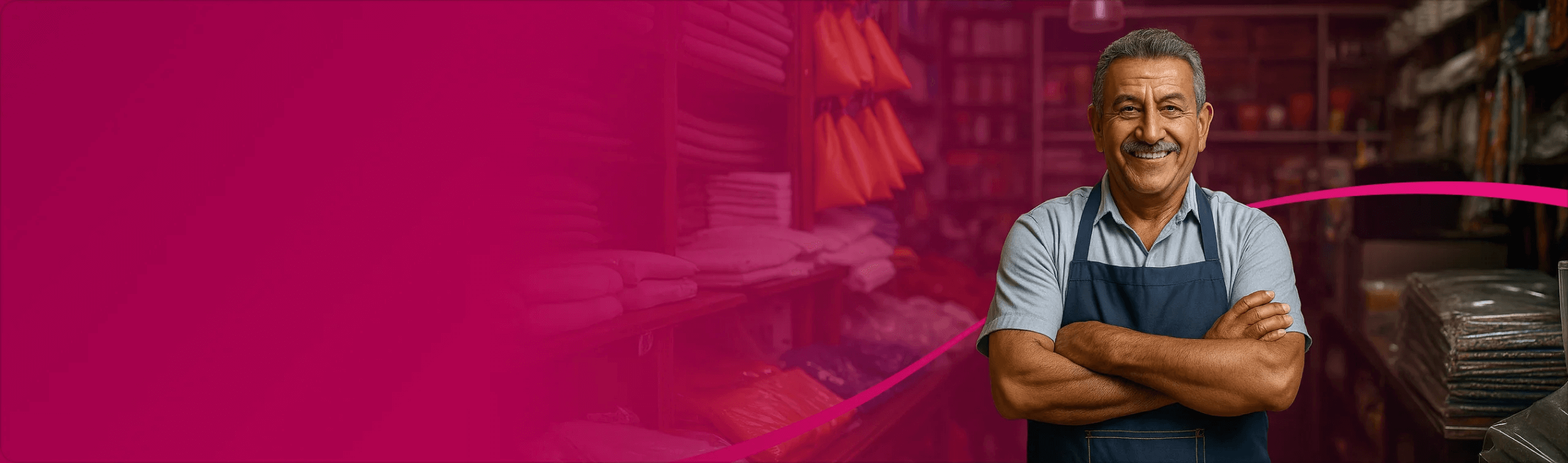 Señor sonriendo en tienda